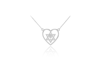 Star of David Heart Pendant with CZ's